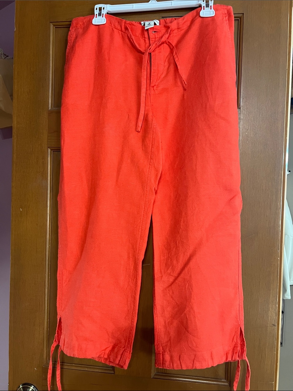Banana Republic Bright Coral Wide-Leg Linen Pants